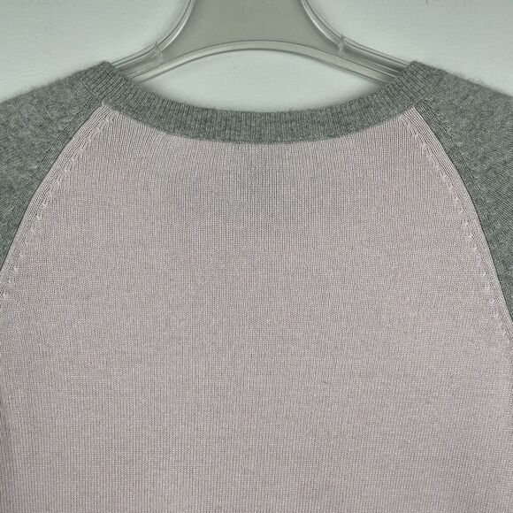 VTG Theory Silk Cashmere Sweater Womens Small Pink Gray Colorblock Soft Luxury - Picture 8 of 10